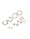 Woman Set of 6 Gold-Toned Contemporary Studs Earrings